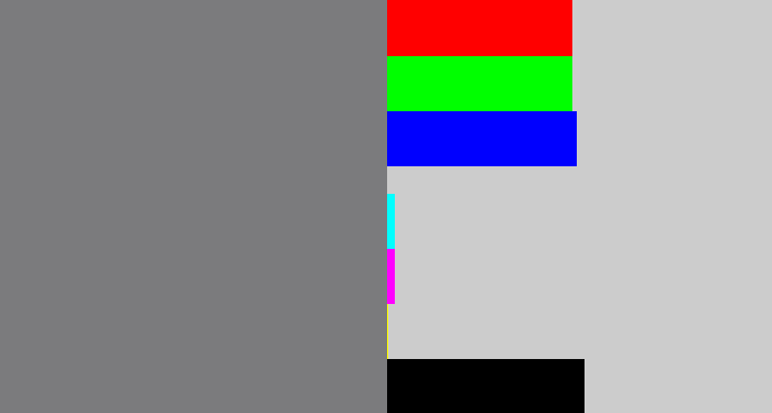 Hex color #7b7b7d - medium grey