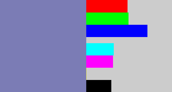 Hex color #7b7cb5 - blue/grey