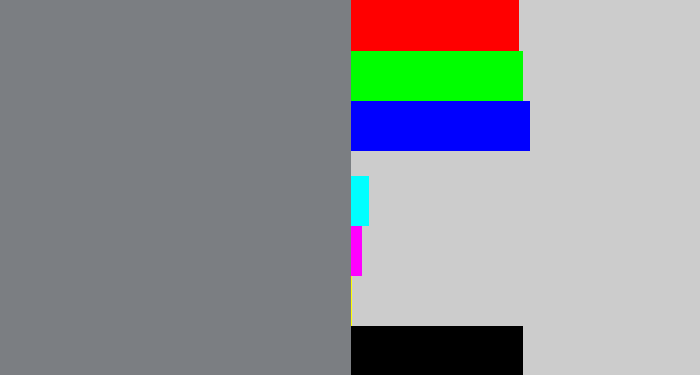 Hex color #7b7e82 - medium grey
