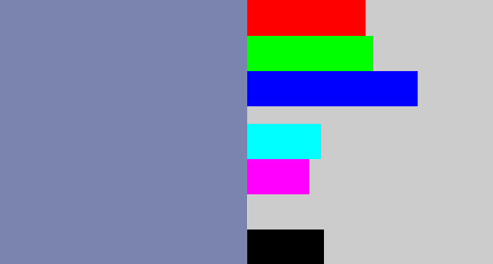 Hex color #7b83af - blue/grey