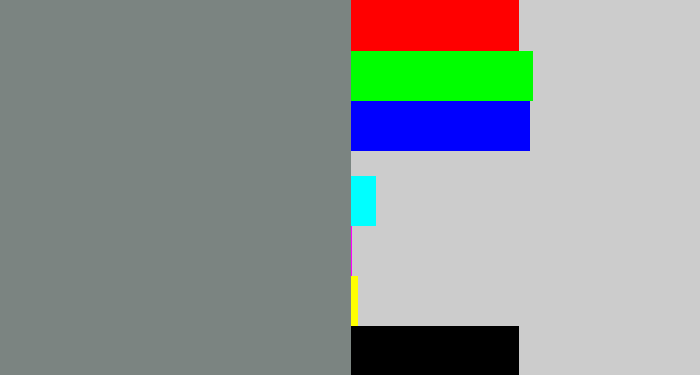 Hex color #7b8481 - medium grey