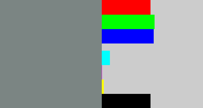 Hex color #7b8583 - medium grey