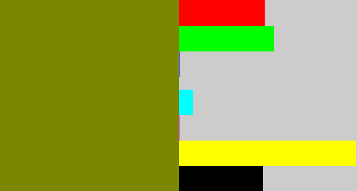 Hex color #7b8601 - swamp green