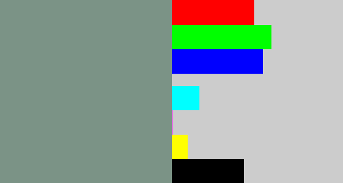 Hex color #7b9386 - greeny grey