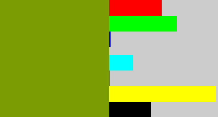 Hex color #7b9d03 - ugly green