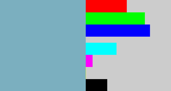 Hex color #7bafbf - greyblue