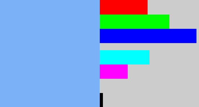 Hex color #7bb2f7 - sky blue