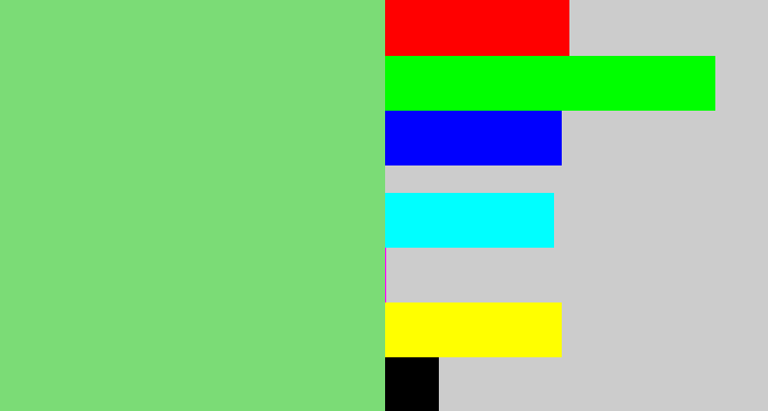 Hex color #7bdc76 - soft green