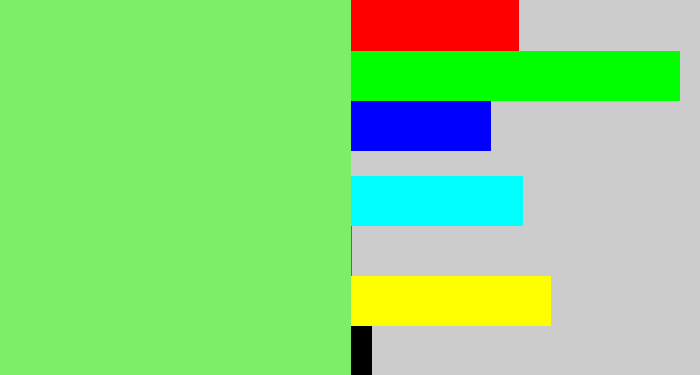 Hex color #7bef67 - lighter green