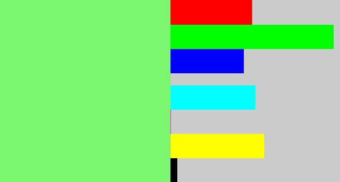 Hex color #7bf66e - lighter green