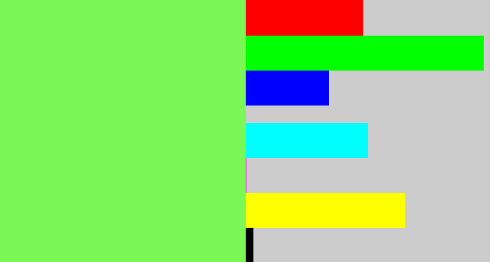 Hex color #7bf856 - lighter green