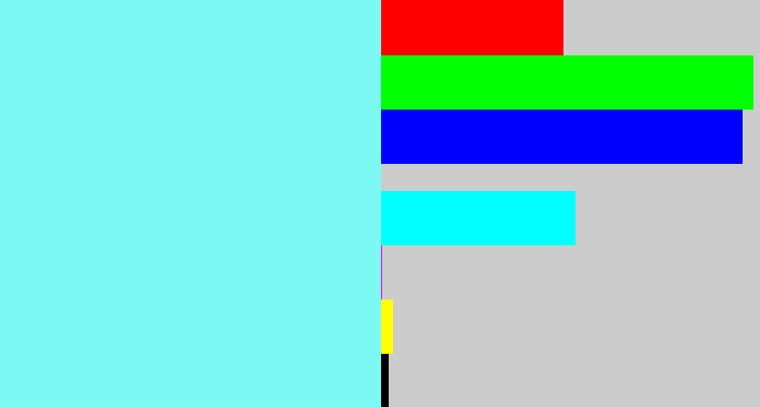 Hex color #7bf9f2 - robin egg blue