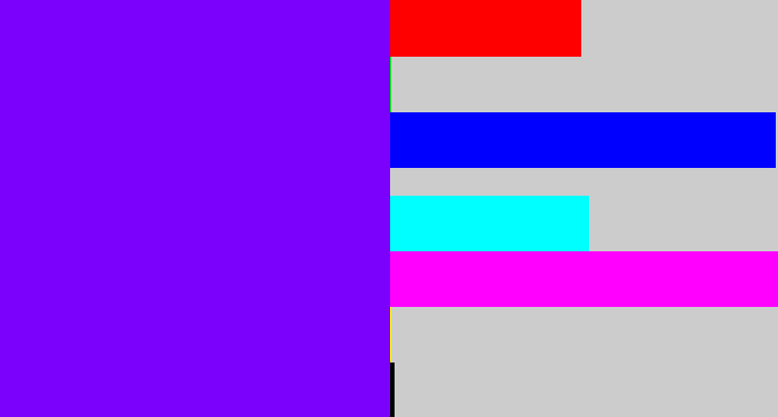 Hex color #7c01fc - vivid purple