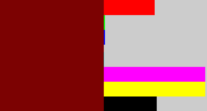 Hex color #7c0202 - blood