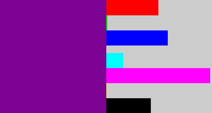 Hex color #7c0394 - purple
