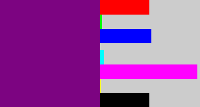 Hex color #7c0481 - darkish purple