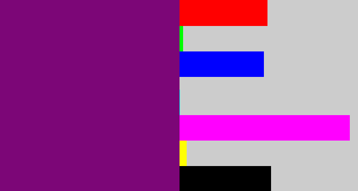 Hex color #7c0677 - darkish purple