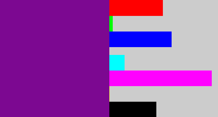 Hex color #7c0891 - purple