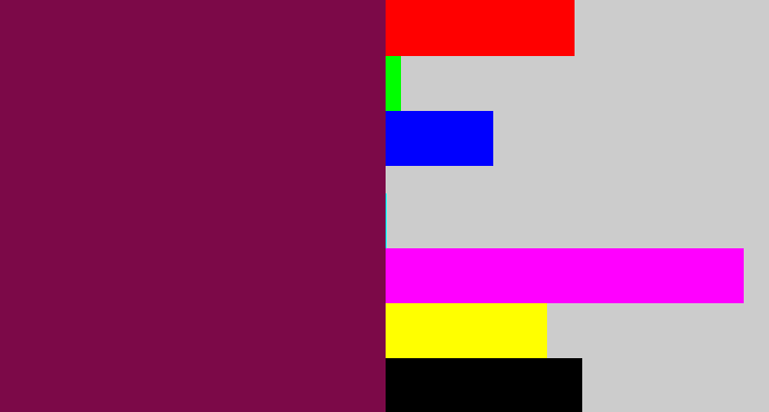 Hex color #7c0948 - red purple