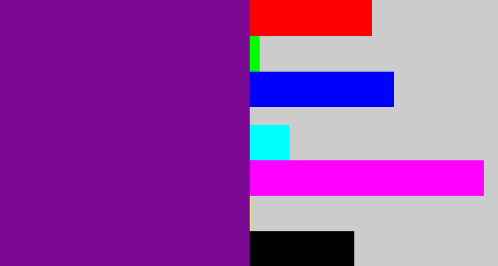 Hex color #7c0993 - purple