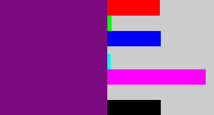 Hex color #7c0a80 - darkish purple