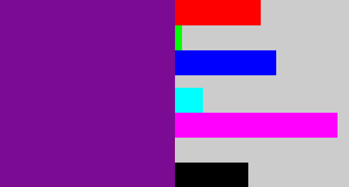 Hex color #7c0b93 - purple