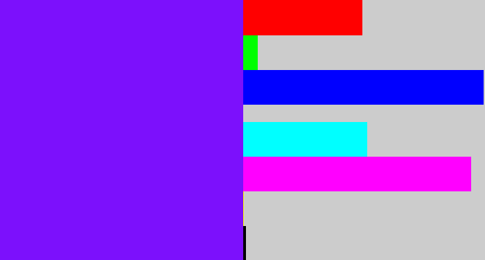 Hex color #7c10fc - purply blue