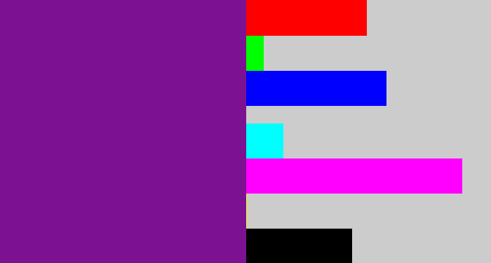Hex color #7c1292 - purple