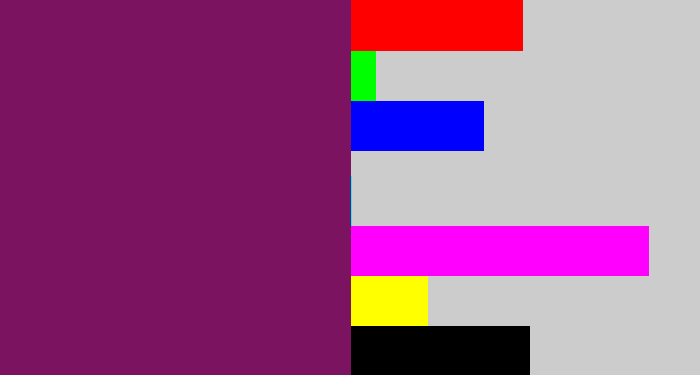 Hex color #7c1361 - darkish purple