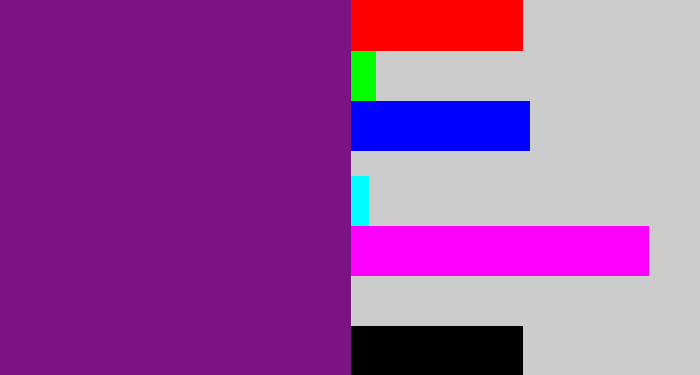 Hex color #7c1383 - darkish purple