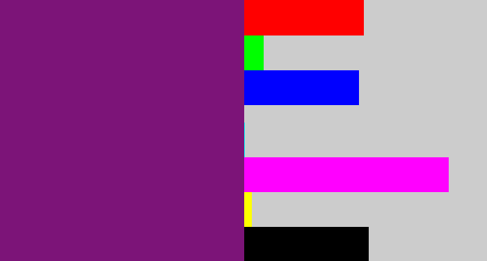 Hex color #7c1478 - darkish purple