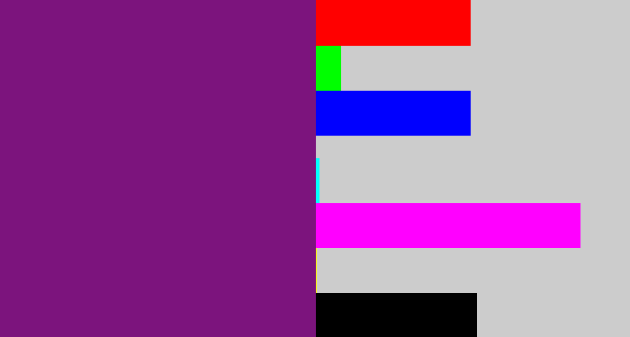 Hex color #7c147d - darkish purple