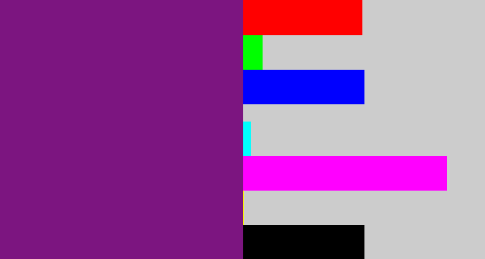 Hex color #7c1580 - darkish purple