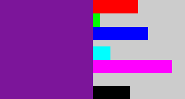 Hex color #7c159a - purple