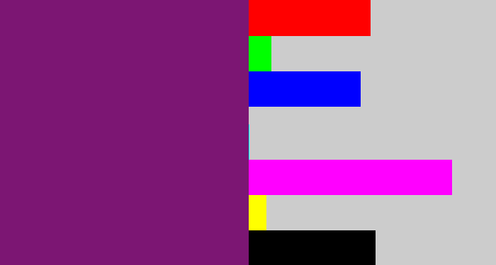 Hex color #7c1673 - darkish purple