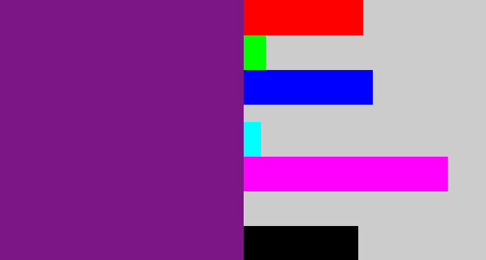 Hex color #7c1686 - darkish purple