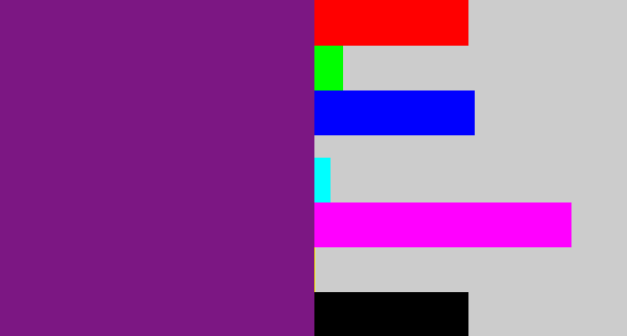 Hex color #7c1783 - darkish purple