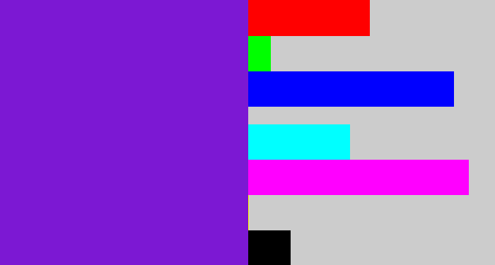 Hex color #7c18d3 - purple/blue
