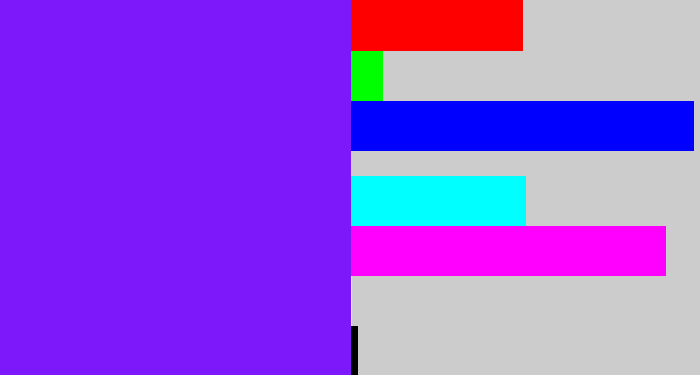 Hex color #7c18fa - purply blue