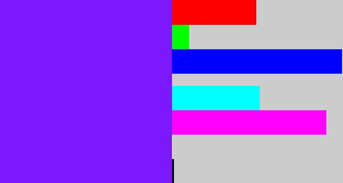 Hex color #7c19fc - purply blue