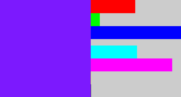 Hex color #7c19fe - purply blue