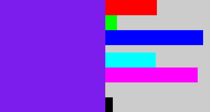 Hex color #7c1ded - purply blue