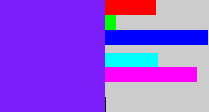 Hex color #7c1dfc - purply blue