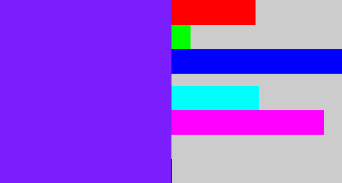 Hex color #7c1dfe - purply blue