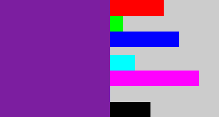 Hex color #7c1ea0 - purple