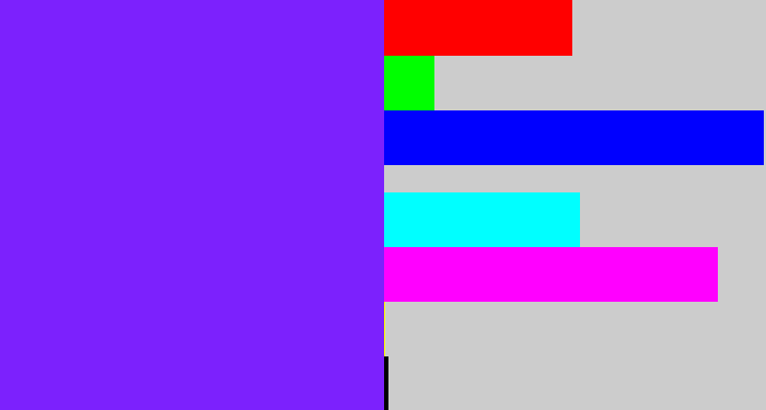 Hex color #7c21fd - purply blue