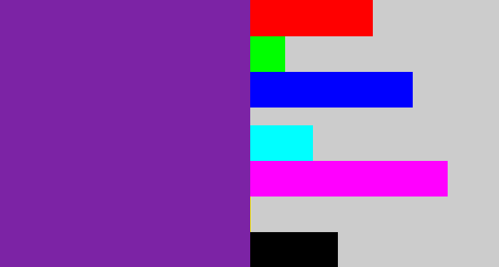 Hex color #7c23a5 - purple