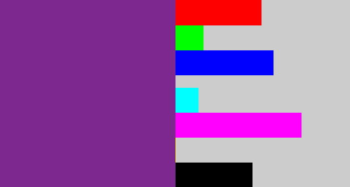Hex color #7c288f - purple