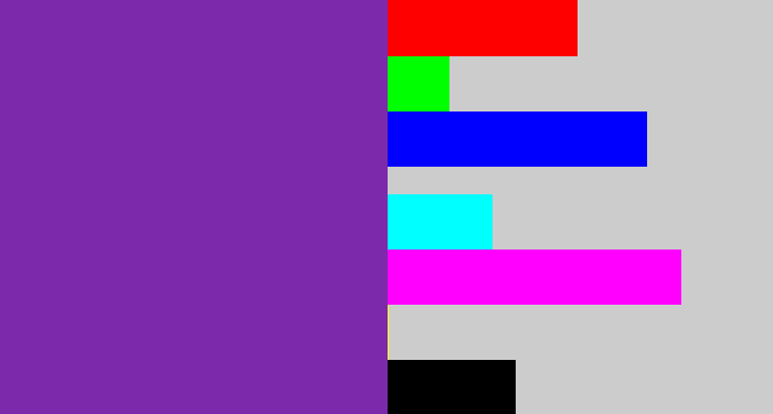 Hex color #7c29ab - purple