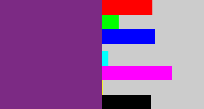 Hex color #7c2a84 - darkish purple